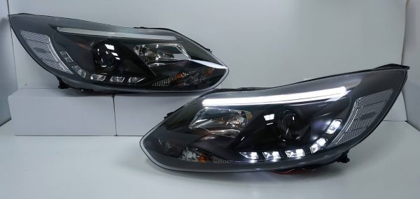 Black LED DRL Projector Headlights for 2012-2015 Ford Focus LW