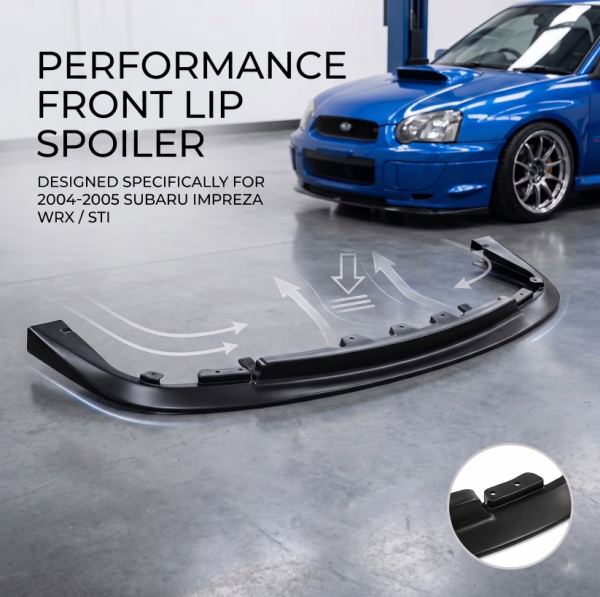 Matte Black Front Bumper Lip Spoiler for 03-05 Subaru Impreza WRX & STI (Blobeye)